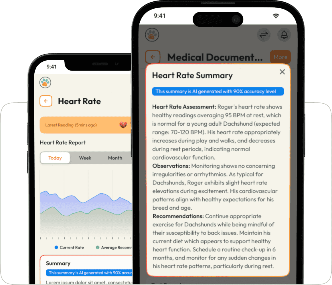 Pet health monitoring visualization